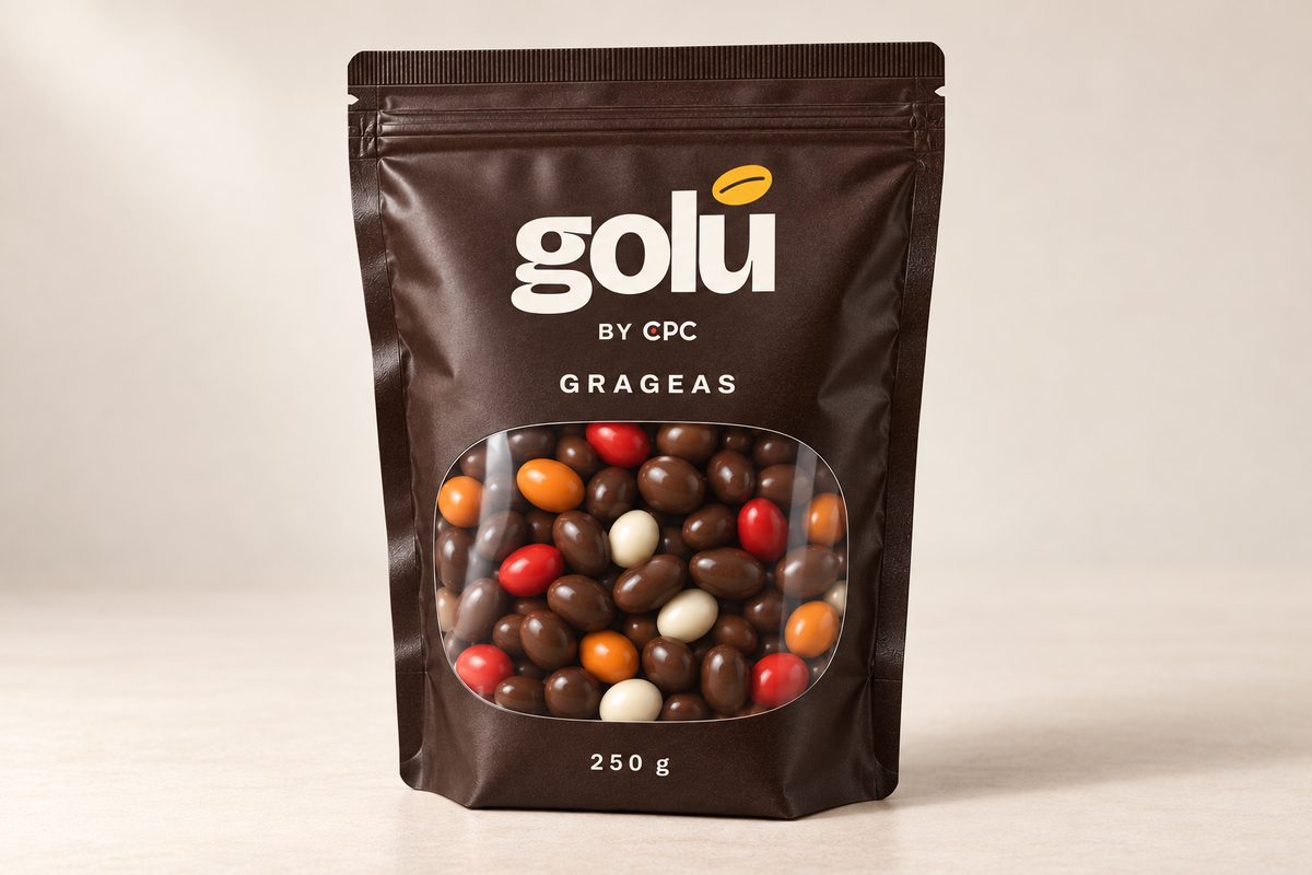 Golú 250 g dragée pouch with window